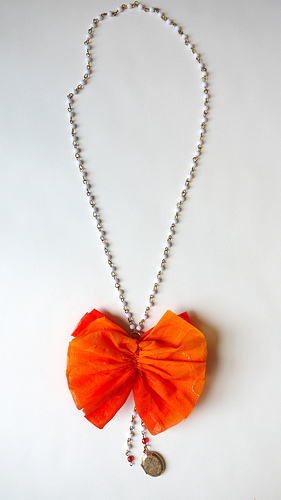 Orange bow necklace aka my Anthropologie knock-off