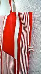 Red stripes tote bag