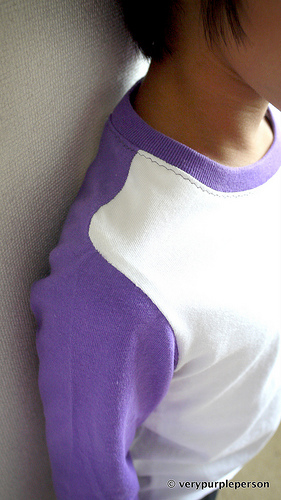 White and purple shirt