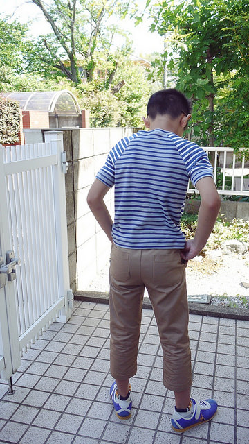 Stripes t-shirt and khaki pants