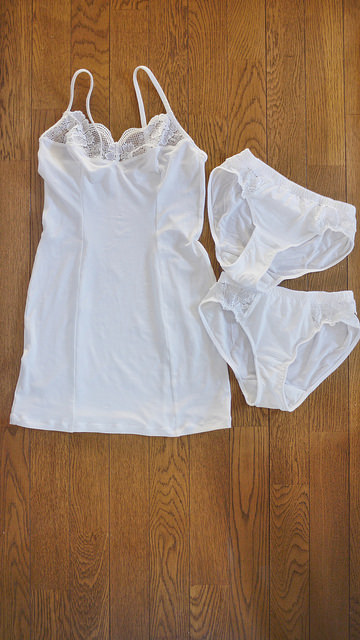White slip dress and panties