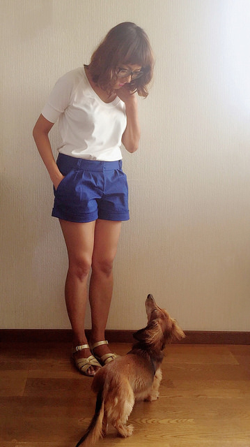 Shorts and white tee