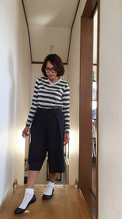 Striped T-shirt and culottes